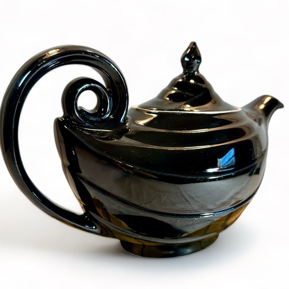 HALL CHINA Rhythm Black, Aladdin Genie Lamp, Tea Pot, Ceramic circa 1939… - Picture 7 of 9
